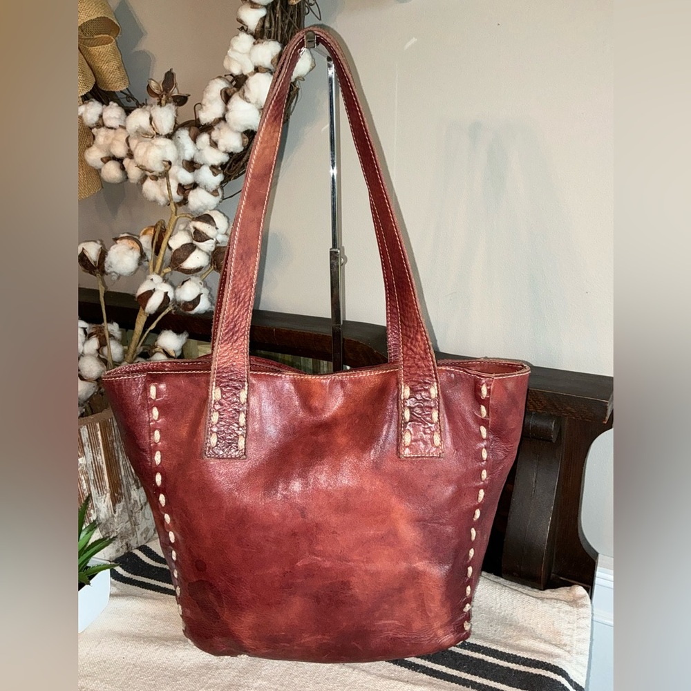 Bed Stu Leather Stevie Tote Shoulder Bag Merlot Deep Red Retail $255 - Picture 2 of 13